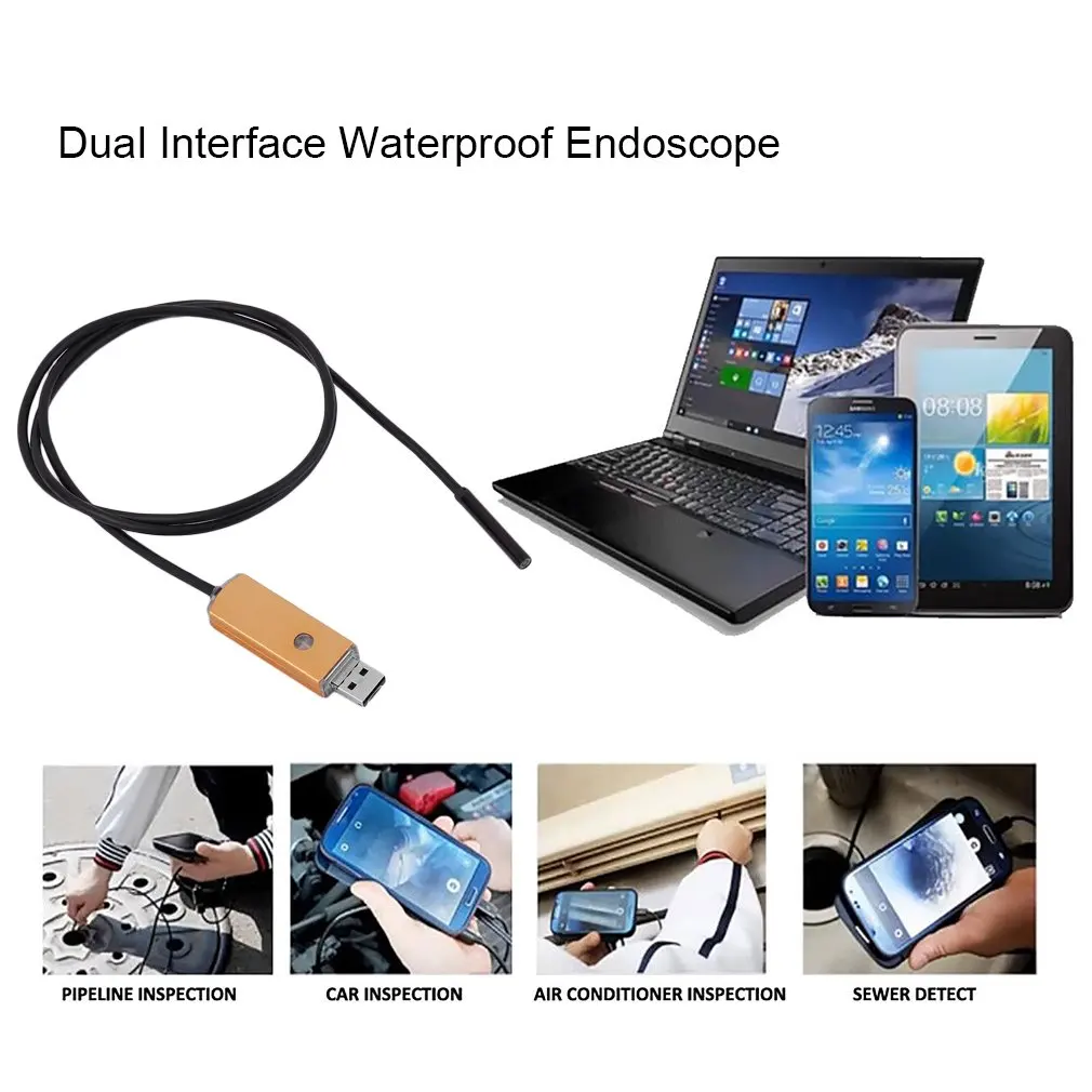 5.5MM Lens Diameter 1M/2M/5M/10M 2 In 1 Dual Interface USB Waterproof Endoscope USB Inspection LED Borescope For Android
5.5MM Lens Diameter 1M/2M/5M/10M 2 In 1 Dual Interface USB Waterproof Endoscope USB Inspection LED Borescope For Android
