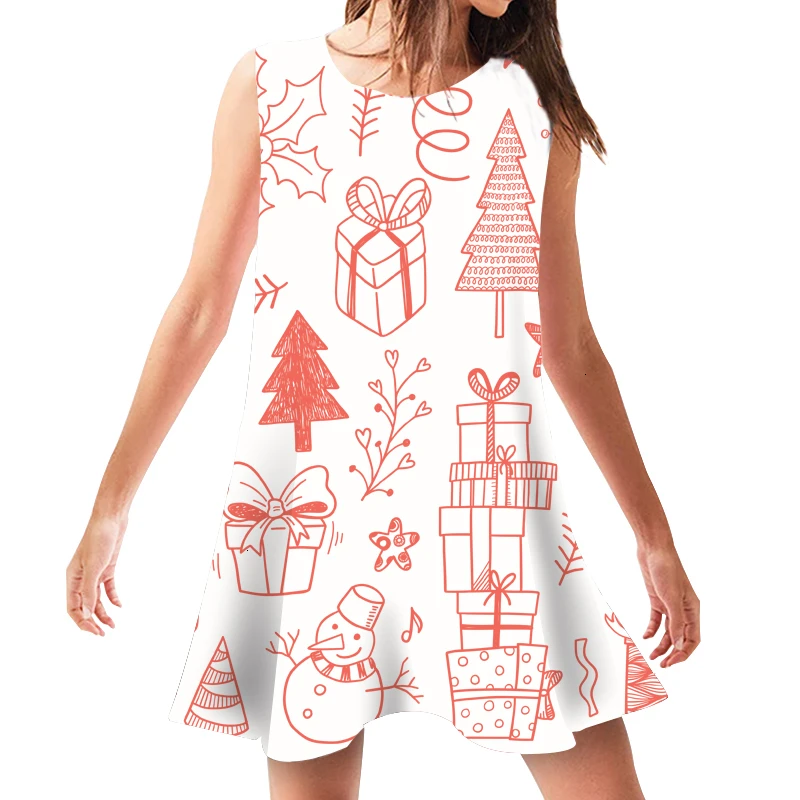 Loose Women Dress Christmas Dresses Female Casual O Neck Beach Wear Summer Sleeveless Short Sundress Robe Noel Femme
Loose Women Dress Christmas Dresses Female Casual O Neck Beach Wear Summer Sleeveless Short Sundress Robe Noel Femme