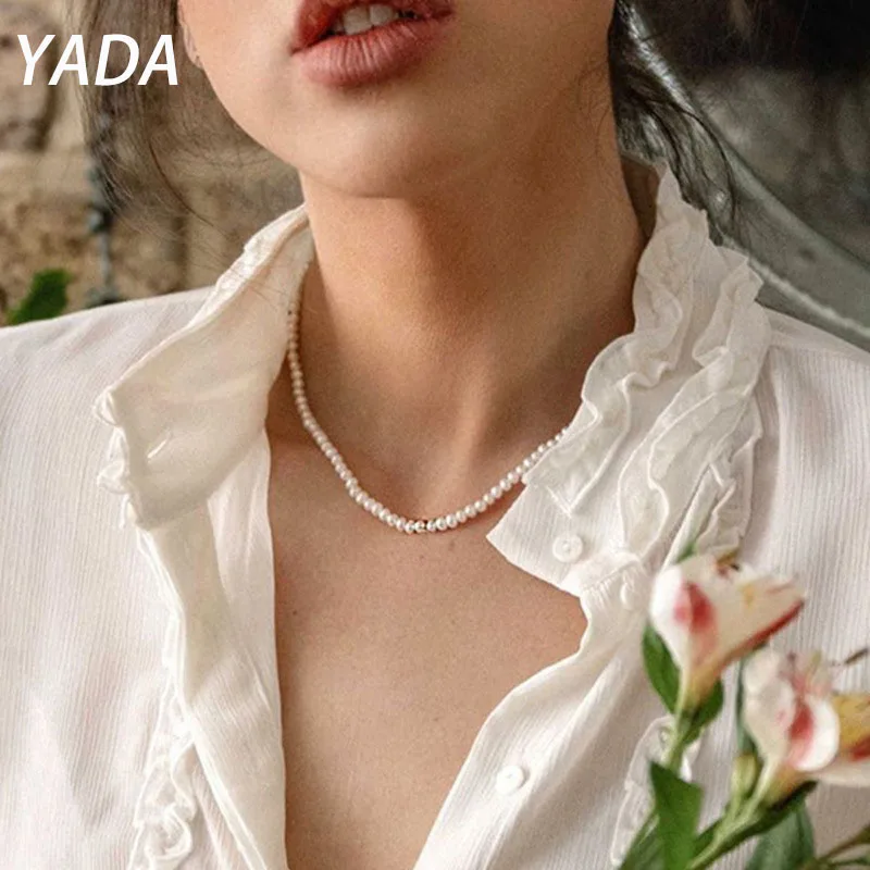 Фото Женский чокер с искусственным жемчугом YADA элегантный большой белый бусинами