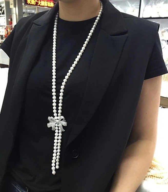 Hand knotted Luxury female long feather accessories 8-9mm white freshwater pearl necklace sweater chain
Hand knotted Luxury female long feather accessories 8-9mm white freshwater pearl necklace sweater chain