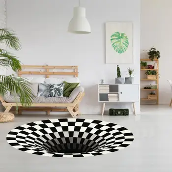 Round 3D Vortex Carpet Black White Stereo Vision Mat Non-slip Illusion Rug Living Room Doormat Tea Table Sofa Print Illusion Pad
Round 3D Vortex Carpet Black White Stereo Vision Mat Non-slip Illusion Rug Living Room Doormat Tea Table Sofa Print Illusion Pad