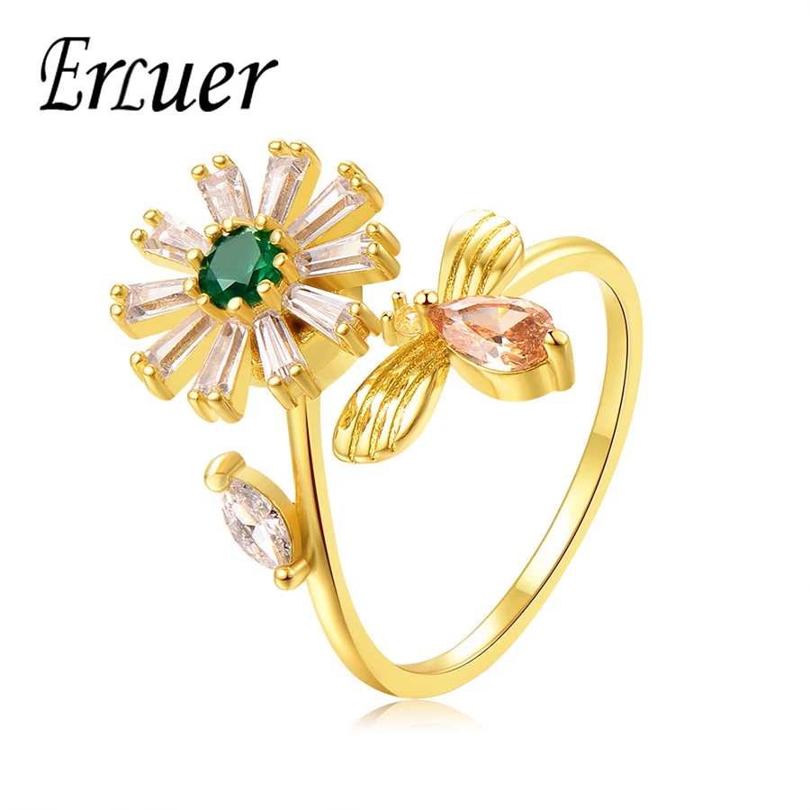 ERLUER Trendy rings for women Flower of life Open Finger gold plating wedding Cubic Zirconia Ring lover Gift fashion Jewelry 
ERLUER Trendy rings for women Flower of life Open Finger gold plating wedding Cubic Zirconia Ring lover Gift fashion Jewelry
