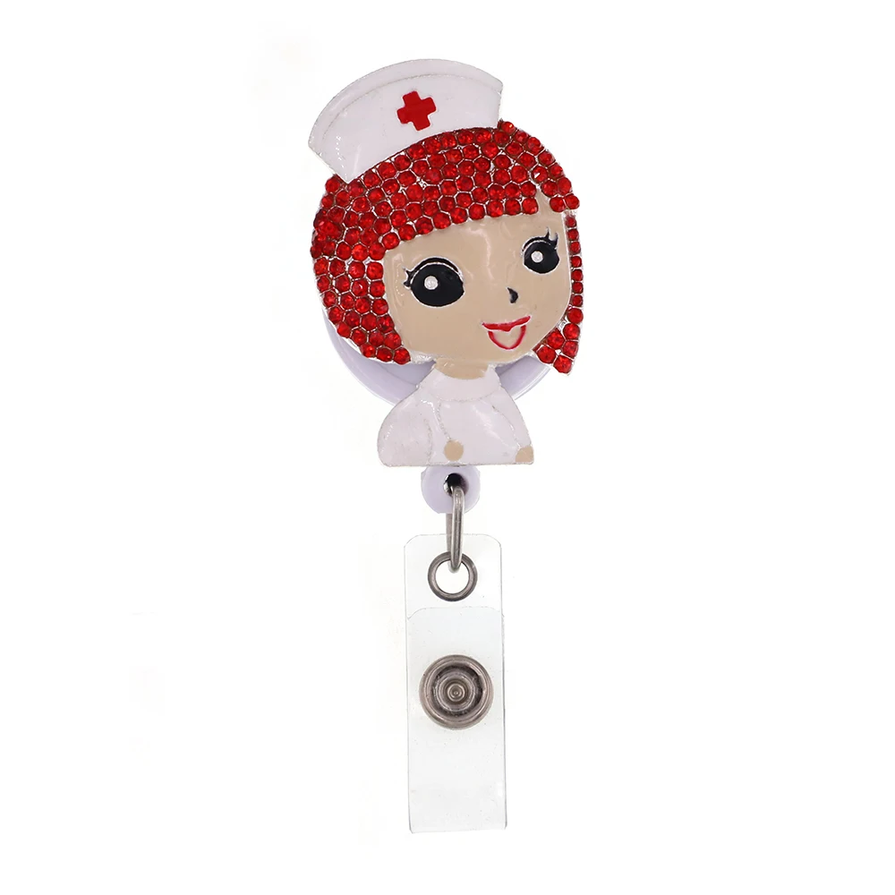 

Sparkly Medical Rhinestone Nurse Girl Retractable ID Nurse Badge Reel/Holder for Nurse Accessories