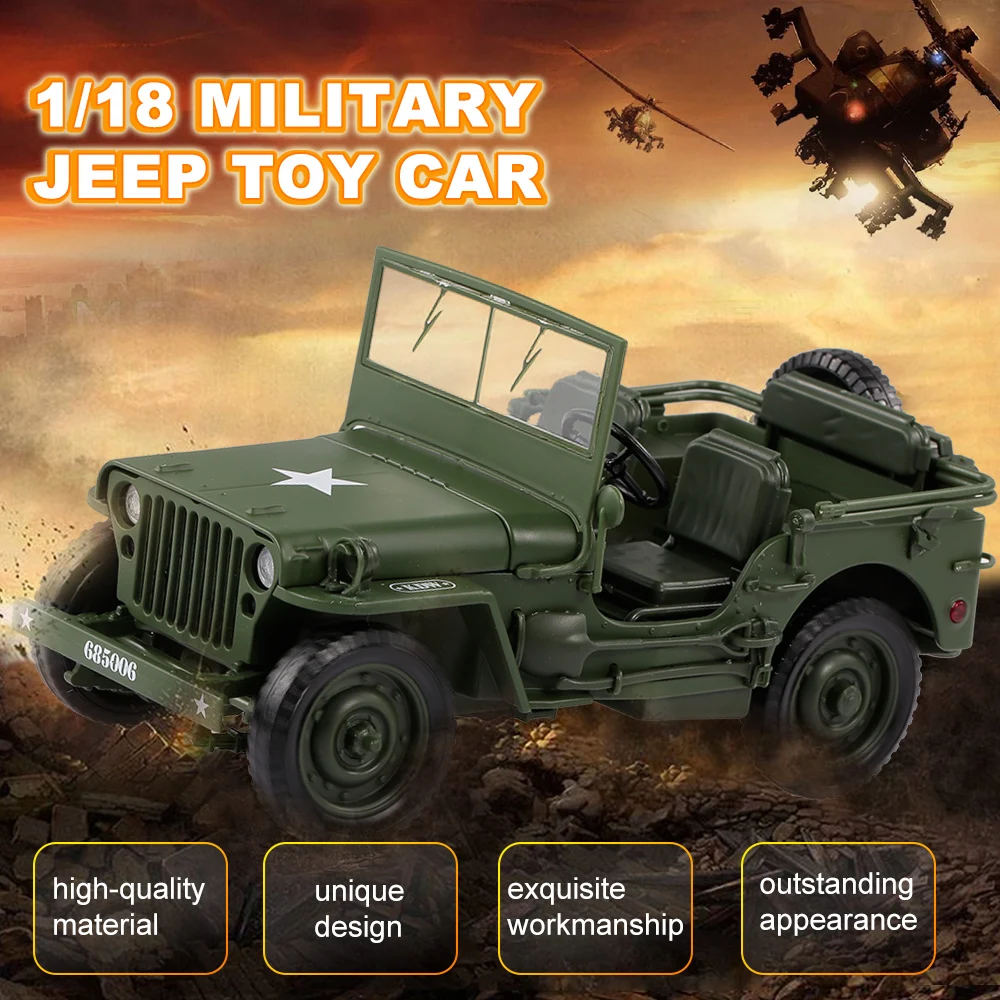 1/18 Military Jeep Toy Car Military Tactics Car Model Willis Military Vehicles Alloy Car Model For Kids Toys Gifts
1/18 Military Jeep Toy Car Military Tactics Car Model Willis Military Vehicles Alloy Car Model For Kids Toys Gifts