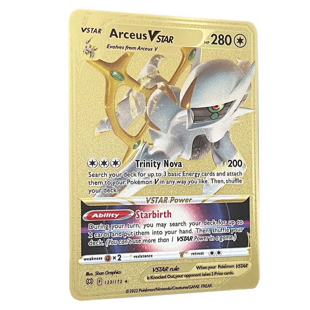 Yibei Fairy Tale Toy CityArceus Vstar Golden Pokemon Cards English Metal  Pokmo Letters Kids Gift Game Collection Cards Rainbow | Daraz.com.bd