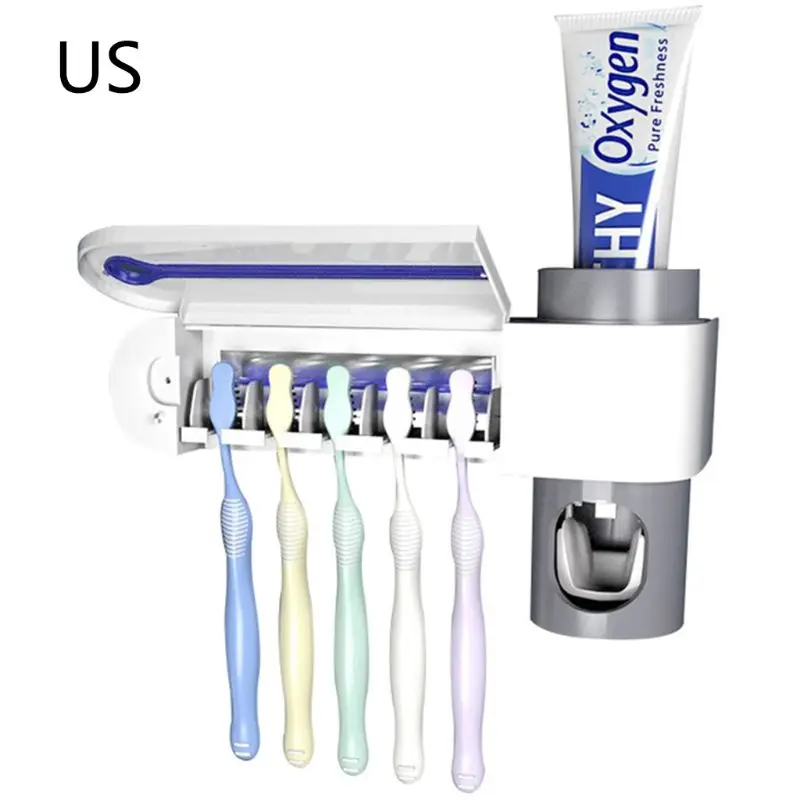 US Plug Antibacterial Ultraviolet Toothbrush Holder Sterilizer Automatic Toothpaste Dispenser Squeezer Bathroom Accessories Set
US Plug Antibacterial Ultraviolet Toothbrush Holder Sterilizer Automatic Toothpaste Dispenser Squeezer Bathroom Accessories Set