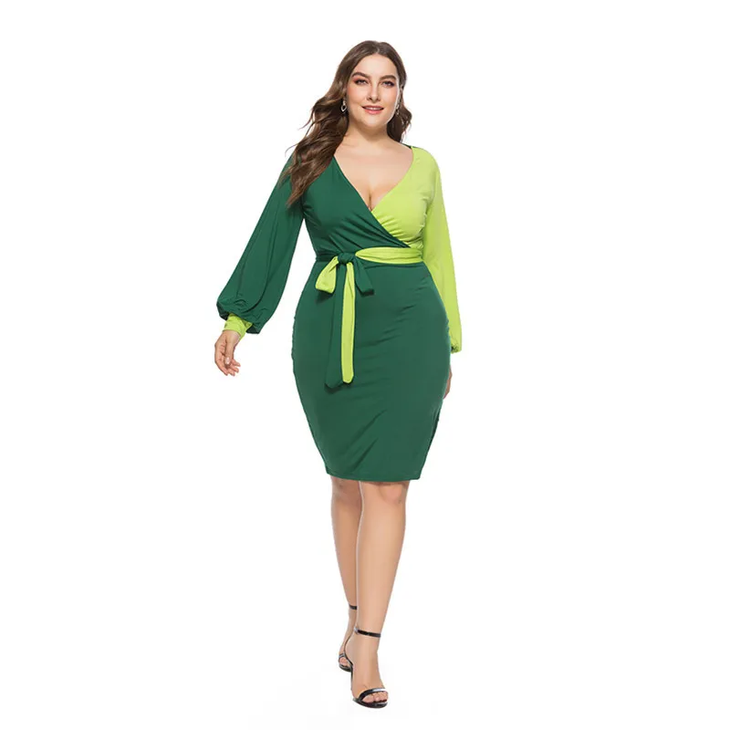 Large Size Cut Sew Splicing Color Midi Dress For Office Lady Work Sexy V-Neck Contrast Color Block Waistband Slim Women Dresses
Large Size Cut Sew Splicing Color Midi Dress For Office Lady Work Sexy V-Neck Contrast Color Block Waistband Slim Women Dresses