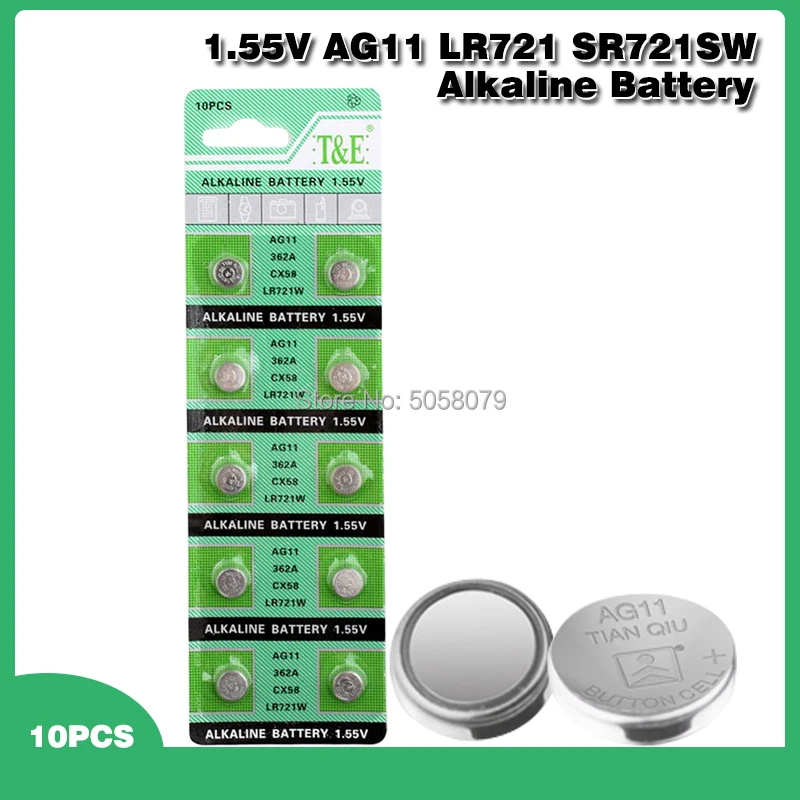 10 шт. щелочные кнопочные батарейки Ag11 362A SR720 SR721SW SR58 19 1 55 162 362 423 532 LR721 601 в |