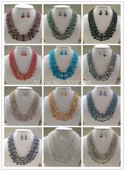 Free shopping Fashion DIY 4 rows jewelry Multi 12 color Crystal beads necklace,Earrings/sets EE001 
Free shopping Fashion DIY 4 rows jewelry Multi 12 color Crystal beads necklace,Earrings/sets EE001