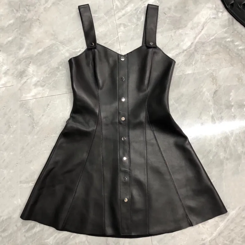 Sexy Backless Party Short Dress Women Fashion Slim Women Soft Solid Black Leather Dress
Sexy Backless Party Short Dress Women Fashion Slim Women Soft Solid Black Leather Dress