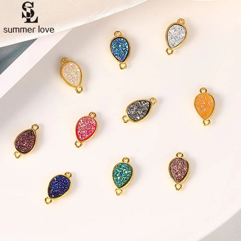 10PCS Resin Stone Pendant Accessories Mini Teardrop Druzy Connector Charms for Necklace Bracelet Diy Handmade Jewelry Findings
10PCS Resin Stone Pendant Accessories Mini Teardrop Druzy Connector Charms for Necklace Bracelet Diy Handmade Jewelry Findings