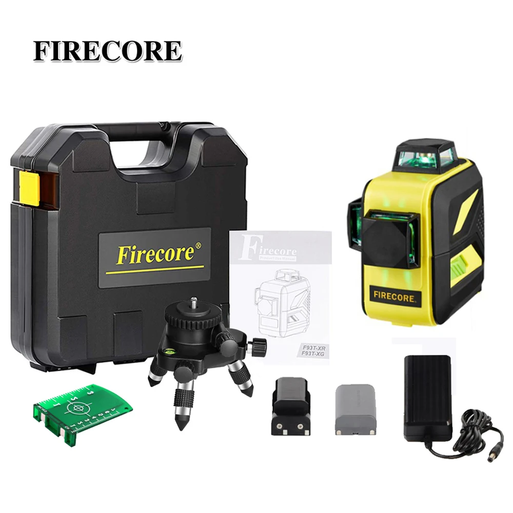 FIRECORE 12Lines 3D Green Red Laser Level 360 Self-Leveling Suitcase Laser + Fine-Tuning Base/2 in 1 bracket
FIRECORE 12Lines 3D Green Red Laser Level 360 Self-Leveling Suitcase Laser + Fine-Tuning Base/2 in 1 bracket