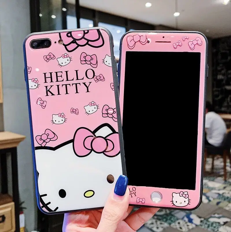 For iphone X XR XS MAX Case Cover With Screen Ward For iphone 6S 6 7 8 Plus 1:1 Original Tempered Glass Hello Kitty Phone Case
For iphone X XR XS MAX Case Cover With Screen Ward For iphone 6S 6 7 8 Plus 1:1 Original Tempered Glass Hello Kitty Phone Case