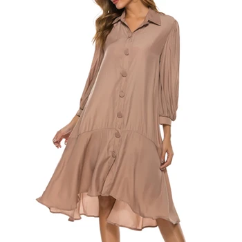 Khaki Color 3/4 Sleeve Irregular Knee Length Loose Dress with Button Tunics for Women Plus Size 2020 Spring Casual Shirt Dresses
Khaki Color 3/4 Sleeve Irregular Knee Length Loose Dress with Button Tunics for Women Plus Size 2020 Spring Casual Shirt Dresses
