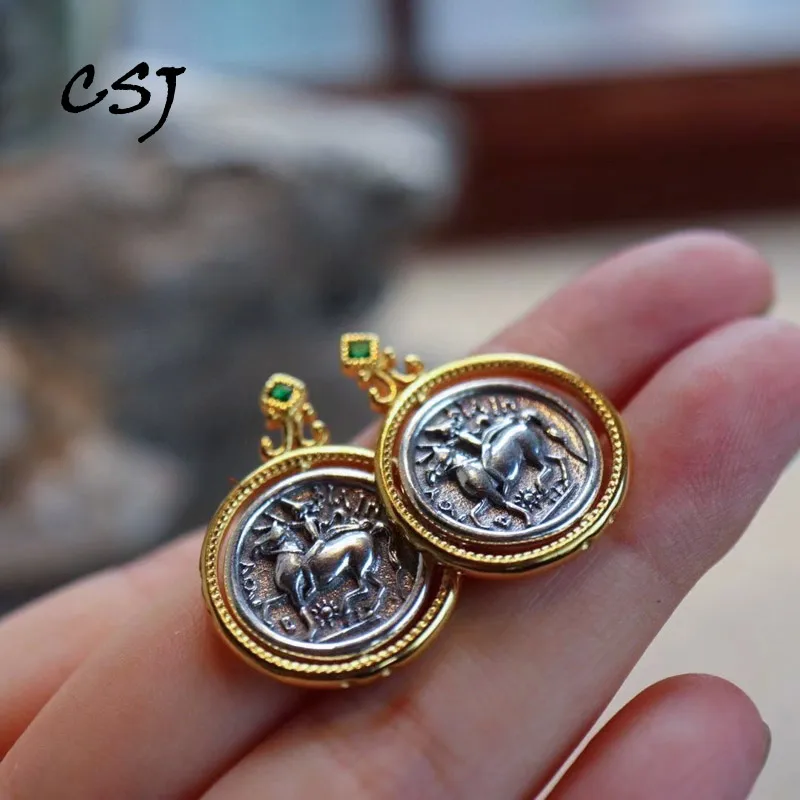 CSJ Vintage Earring 925 Sterling Silver Roma Coin Rotational Fine Jewelry for Women Lady Wedding Party
CSJ Vintage Earring 925 Sterling Silver Roma Coin Rotational Fine Jewelry for Women Lady Wedding Party