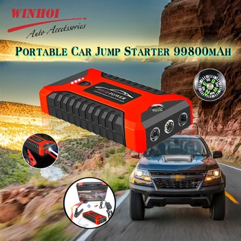 Car Jump Starter Power Bank 99800mAh Fast Charging Emergency Charger with Compass 4 USB Portable Power Bank for Car Battery 
Car Jump Starter Power Bank 99800mAh Fast Charging Emergency Charger with Compass 4 USB Portable Power Bank for Car Battery