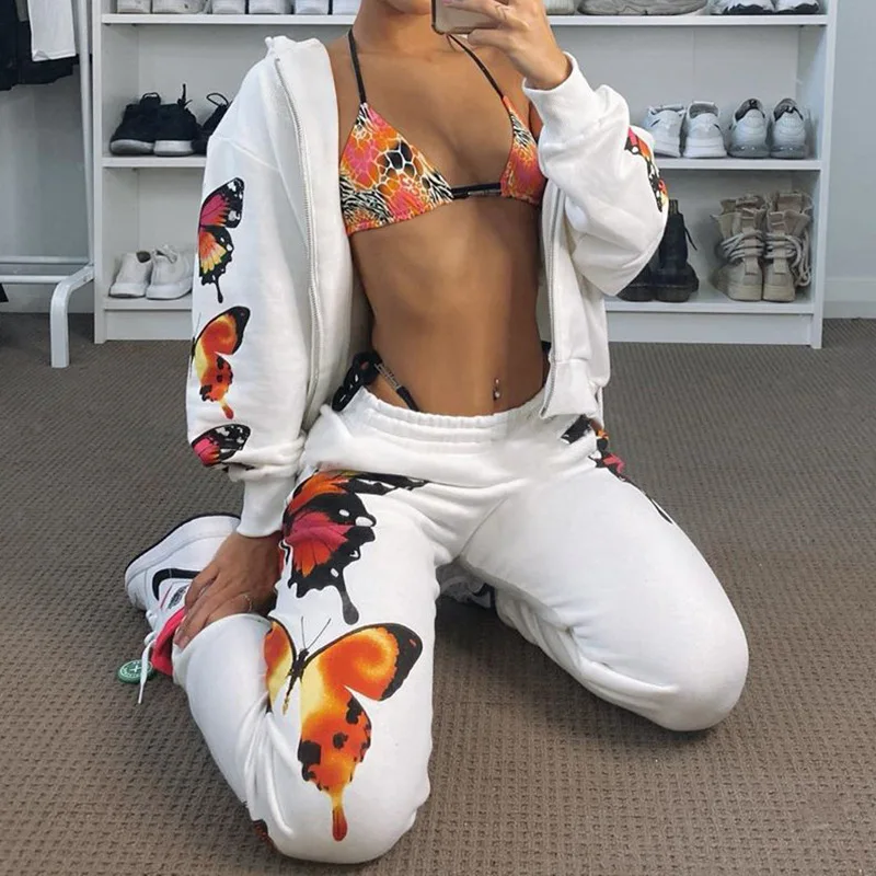 Echoine Women's Two Piece Set Elastic High-Waisted Colorized Butterfly-Print Sweatpants Jogger Zipper Up Loose Hoodies Tracksuit
Echoine Women's Two Piece Set Elastic High-Waisted Colorized Butterfly-Print Sweatpants Jogger Zipper Up Loose Hoodies Tracksuit