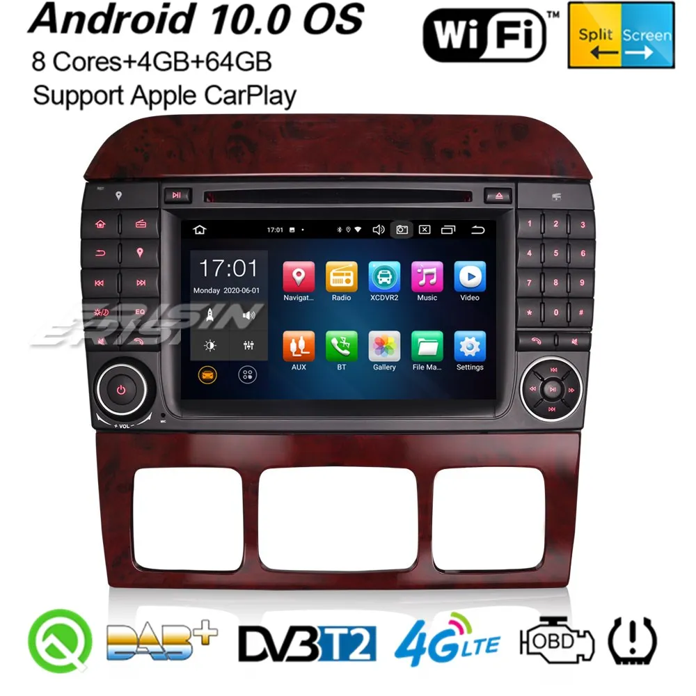 Erisin 8182 8 ядерный Android 10 0 CarPlay DAB + автомобильный стерео Navi Wi-Fi Bluetooth OBD2 DSP GPS для Mercedes