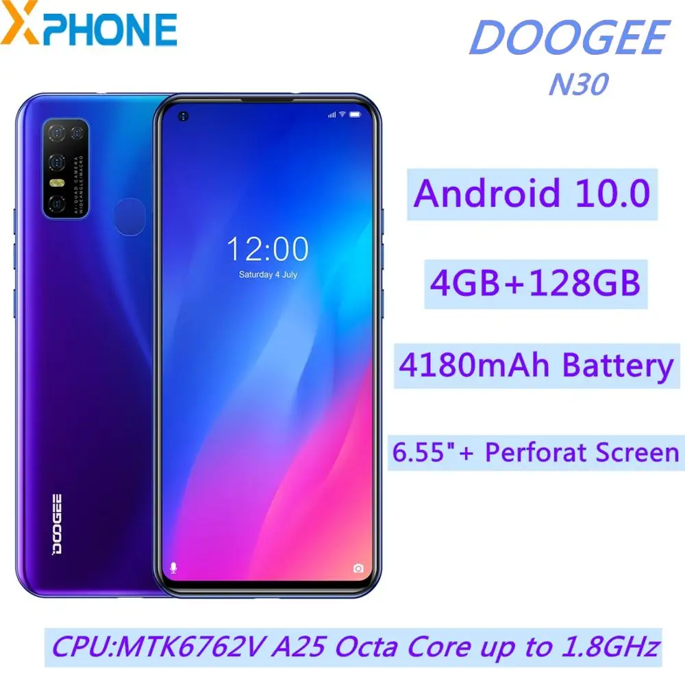 DOOGEE N30 смартфон с 5 5-дюймовым дисплеем четырёхъядерным процессором MTK6762V ОЗУ 4 Гб