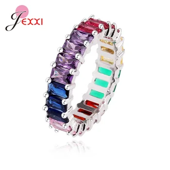 Holiday Style 925 Sterling Silver Jewellery Sets for Brides Rainbow Cubic Zircon Inlay Paved Rings/Necklaces/Bracelets/Bangles
Holiday Style 925 Sterling Silver Jewellery Sets for Brides Rainbow Cubic Zircon Inlay Paved Rings/Necklaces/Bracelets/Bangles