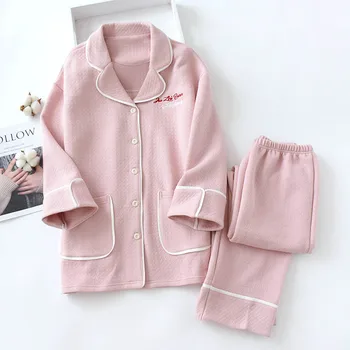 cotton pajamas set women's sleepwear warm winter 2 pieces home service letter embroidery long-sleeved and pants pajamas suit 
cotton pajamas set women's sleepwear warm winter 2 pieces home service letter embroidery long-sleeved and pants pajamas suit