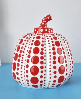 

10cm Pumpkin Kusama Yayoi Ornaments Modern Sculpture Polka Dot Art Home Interior Decoration Office Arts Wedding Christmas Gift