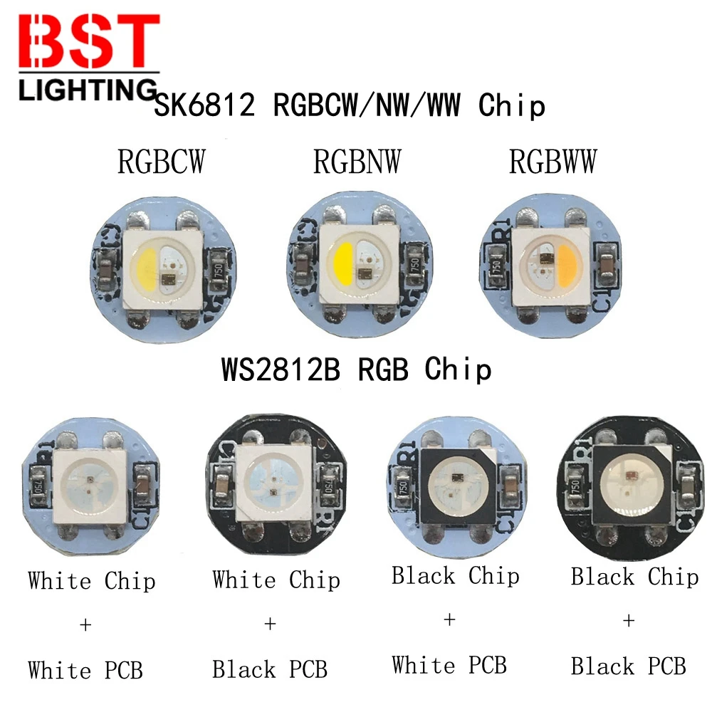 

10~100Pcs WS2812B LED Individually Addressable WS2811 IC SK6812 RGBWW/RGBCW/RFBNW Led Heatsink 5050SMD RGB/RGBW Built-In DC5V