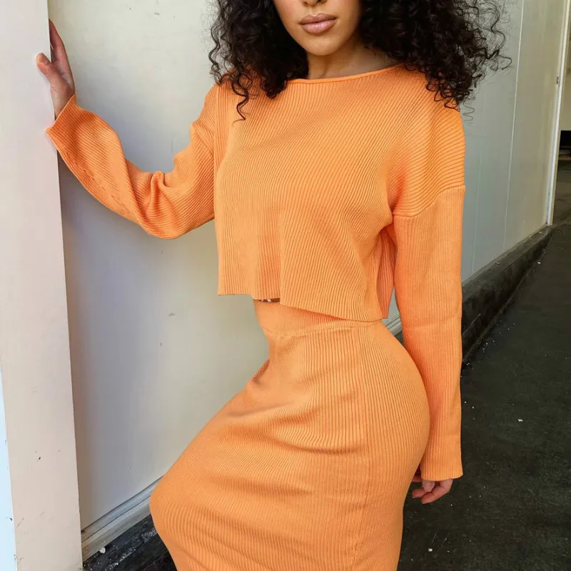 Women Autumn Knitted Sets Long Sleeve Sweater and Skirts 2pieces Outfits Clothing Plus Size S-2XL
Women Autumn Knitted Sets Long Sleeve Sweater and Skirts 2pieces Outfits Clothing Plus Size S-2XL