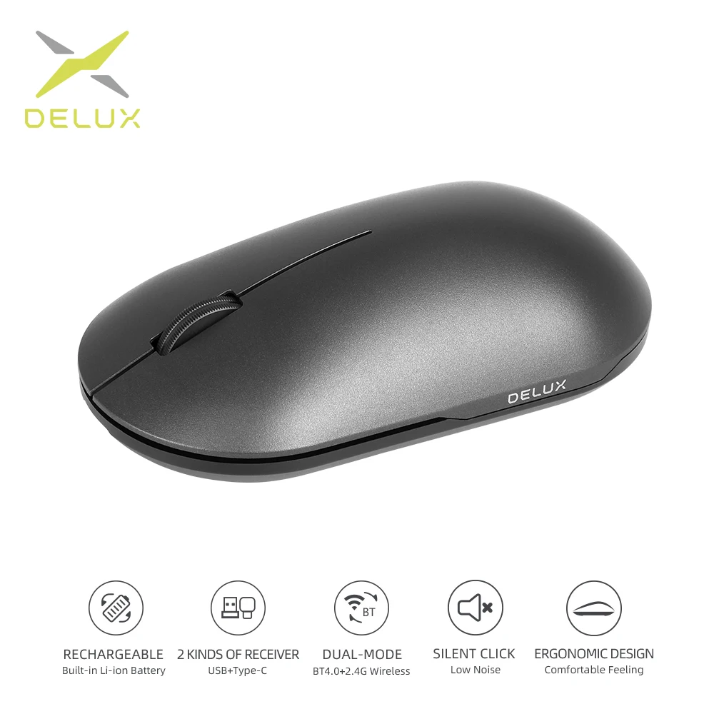 Delux M399DB 2.4Ghz Bluetooth 4.0 wireless Silent mouse 4000DPI Rechargeable Portable for PC and laptop
Delux M399DB 2.4Ghz Bluetooth 4.0 wireless Silent mouse 4000DPI Rechargeable Portable for PC and laptop