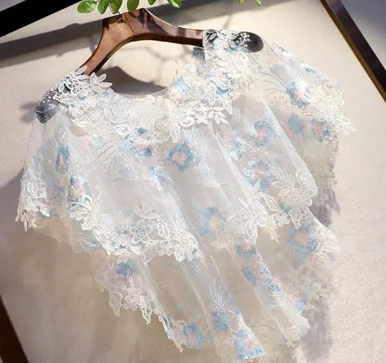 Шаль Женская весенне-летняя кружевная с цветочной вышивкой из пашмины для защиты