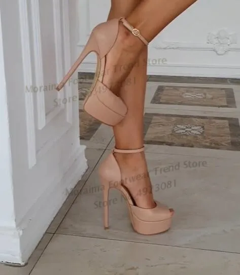 Moraima Snc Peep Toe Ankle Strap High Heel Shoe Woman Sexy Thin heels Dress Heels Nude Leather Gladiator Sandal
Moraima Snc Peep Toe Ankle Strap High Heel Shoe Woman Sexy Thin heels Dress Heels Nude Leather Gladiator Sandal