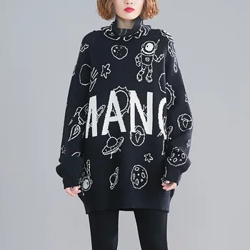 Oversize Sweater Women Long Sleeve Sweater Dress Female Loose Casual Letter Astronaut Pattern Knitwear Female Pullovers Girls
Oversize Sweater Women Long Sleeve Sweater Dress Female Loose Casual Letter Astronaut Pattern Knitwear Female Pullovers Girls