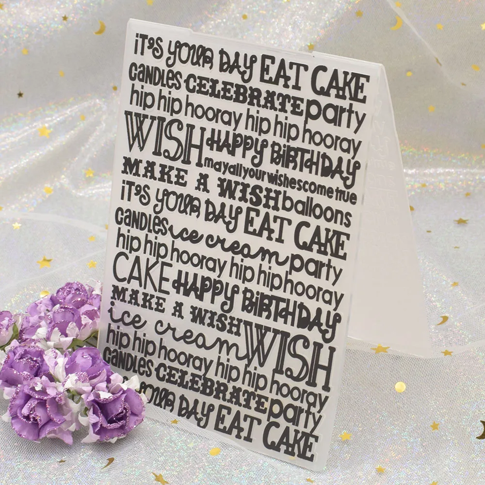 Happy Birthday Words Stamps Plastic Embossing Folder Paper Embossing Template For Scrapbooking Photo Album Card Making
Happy Birthday Words Stamps Plastic Embossing Folder Paper Embossing Template For Scrapbooking Photo Album Card Making