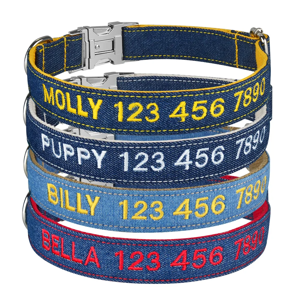 Nylon Jeans Cloth Embroidered Solid Color Basic Dog Collar Padded Personalized Custom ID Tag Adjustable Quick Release All Season
Nylon Jeans Cloth Embroidered Solid Color Basic Dog Collar Padded Personalized Custom ID Tag Adjustable Quick Release All Season