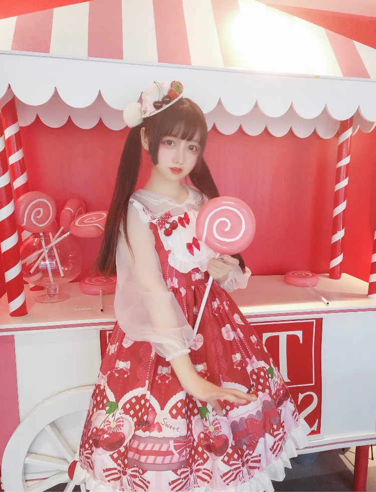 

Sweet Afternoon Tea Sweet Women's Lolita JSK Dress Sleeveless Dress Princess Dress Bows Trim One Piece Summer Pink Red