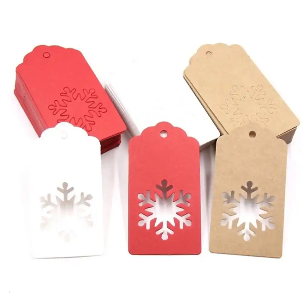 christmas tree snowflake hanging kraft paper tags card rope gift
