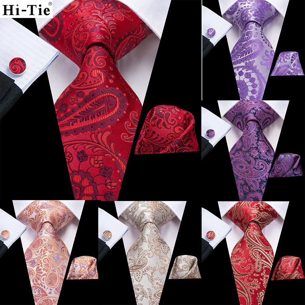 Hi-Tie Mens Tie Red Blue Purple Paisley Silk Wedding Tie For Men Hanky Cufflink Gift Tie Set Business Party Fashion Dropshipping
Hi-Tie Mens Tie Red Blue Purple Paisley Silk Wedding Tie For Men Hanky Cufflink Gift Tie Set Business Party Fashion Dropshipping