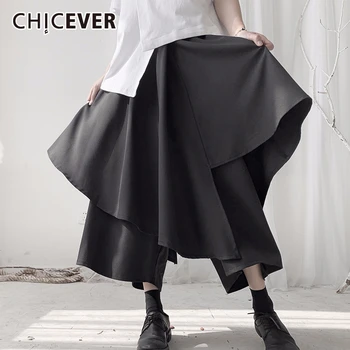 CHICEVER High Elastic Waist Black Split Layers Wide Leg Trousers New Loose Fit Pants Women Fashion Tide Spring Autumn 2020 
CHICEVER High Elastic Waist Black Split Layers Wide Leg Trousers New Loose Fit Pants Women Fashion Tide Spring Autumn 2020