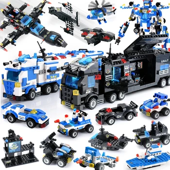 8 in 1/6 In 1 City Police Building Blocks Robot Helicopter Model Police Station Blocks DIY Bricks Kids Toys
8 in 1/6 In 1 City Police Building Blocks Robot Helicopter Model Police Station Blocks DIY Bricks Kids Toys
