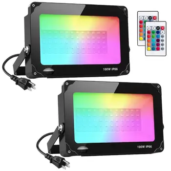 2 Pack 100W RGB LED Flood Lights with Remote Control, IP66 Waterproof Dimmable Color Changing Floodlight, 16 Colors jk1609
2 Pack 100W RGB LED Flood Lights with Remote Control, IP66 Waterproof Dimmable Color Changing Floodlight, 16 Colors jk1609