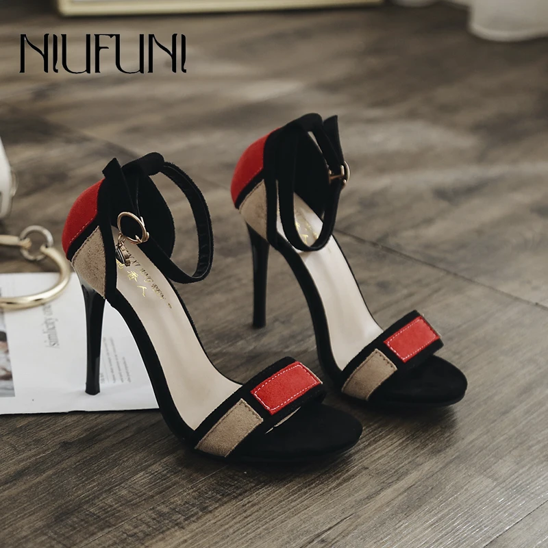 2019 Fashion Suede Mixed Color Rhinestone Women's Sandals Stiletto High Heels Belt Buckle Metal Decorative Casual Roman Shoes
2019 Fashion Suede Mixed Color Rhinestone Women's Sandals Stiletto High Heels Belt Buckle Metal Decorative Casual Roman Shoes