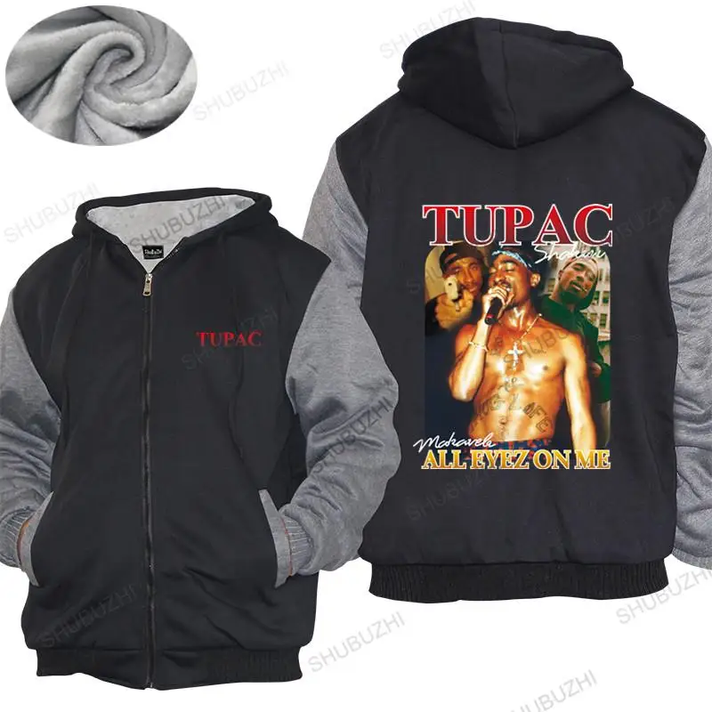 Хлопковое теплое пальто мужские зимние топы на молнии толстовки Tupac 2Pac All Eyez On Me 2