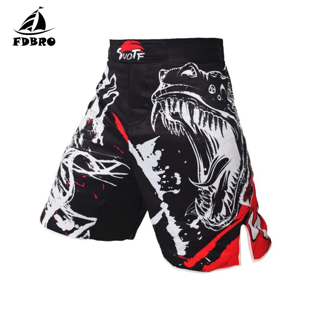 Шорты FDBRO MMA с принтом в виде черепа хлопковые свободные для тренировок шорты