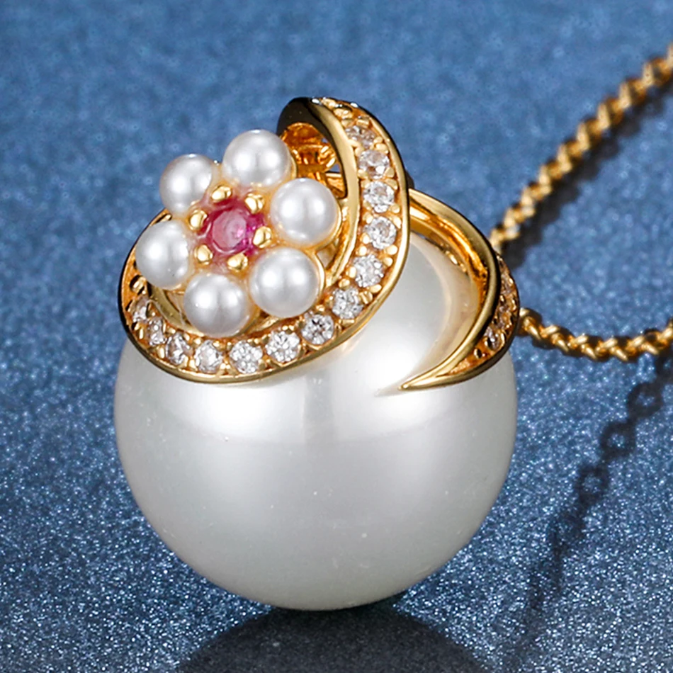 ALLNOEL Silver 925 Jewelry Real pearl Pendant Choker Necklace For Women Vingtage Designer Jewellry Red Corundum Stunning Charm (7)