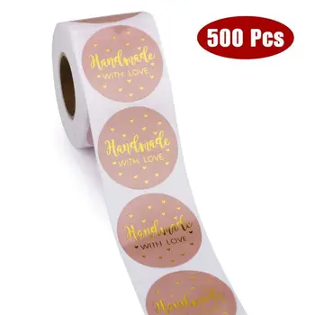 500pcs/roll Handmade with Love Stickers Gold Foil Round Seal Labels Stationery 
500pcs/roll Handmade with Love Stickers Gold Foil Round Seal Labels Stationery