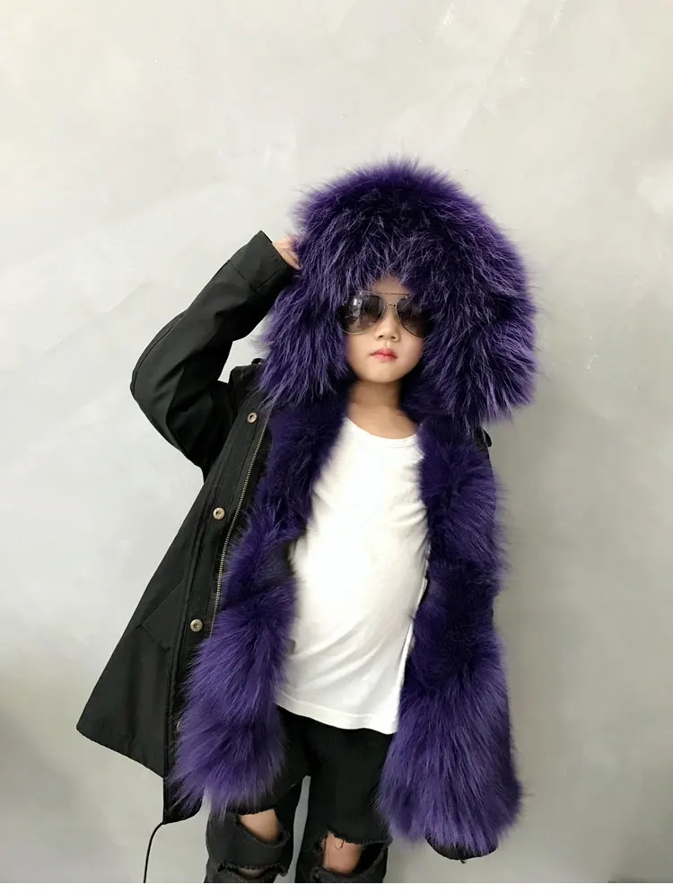 kids parkas natural fox fur child coats for winter (14)