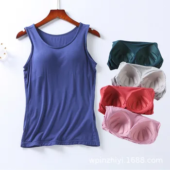Modal with Chest Pad Vest Female Outer Wear Xia Bing Silk Camisole Vest-Free Steel Ring-Free Wear Bra Cup One-piece
Modal with Chest Pad Vest Female Outer Wear Xia Bing Silk Camisole Vest-Free Steel Ring-Free Wear Bra Cup One-piece