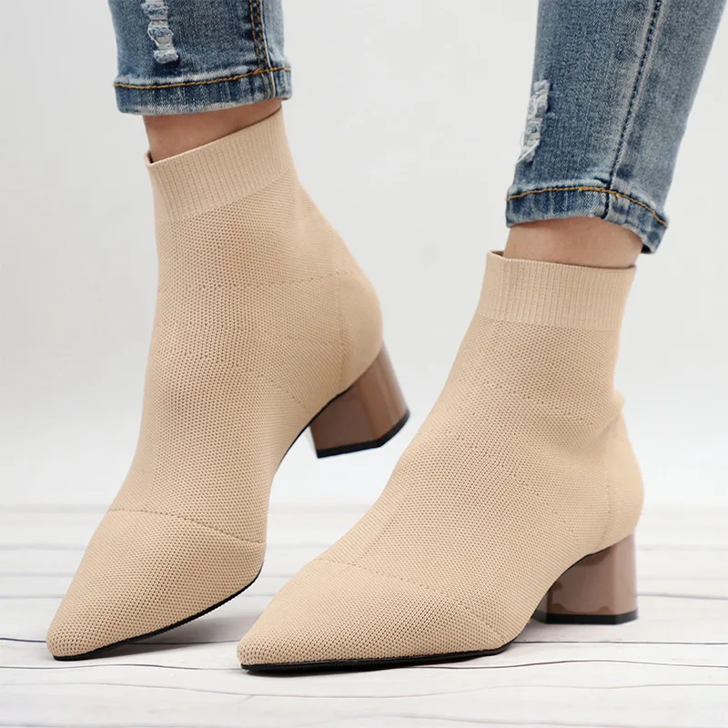 NAUSK Knitting Elastic Autumn Ankle Boots Square Middle Heels Female Pointed Toe Short Sock Boot Ladies Casual Fashion Shoes
NAUSK Knitting Elastic Autumn Ankle Boots Square Middle Heels Female Pointed Toe Short Sock Boot Ladies Casual Fashion Shoes