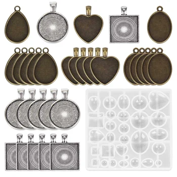 30 Pieces 5 Styles Pendant Trays Round & Square Heart & Teardrop & Oval,And 1 Pcs Jewelry Casting Molds For Pendant Crafting Diy
30 Pieces 5 Styles Pendant Trays Round & Square Heart & Teardrop & Oval,And 1 Pcs Jewelry Casting Molds For Pendant Crafting Diy