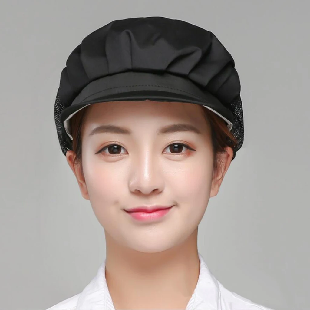 2Pcs Black Half Mesh Men Women Chef Hat Adjustable Cooking Catering Cap Breathable 2Pcs Black Half Mesh Men Women Chef Hat Adjustable Cooking Catering Cap Breathable
